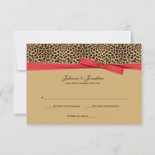 Invitation 3,5x5 Impression léopard FAUX Ruban rouge RSVP