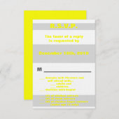 Invitation 3,5x5 R.S.V.P. moderne néon rayure jaune rétro (Devant / Derrière)