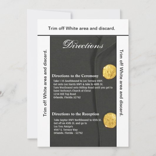 Invitation 3.5x6 Directions Card ARMÉE ROBE VERTS UNIFORME (Devant)