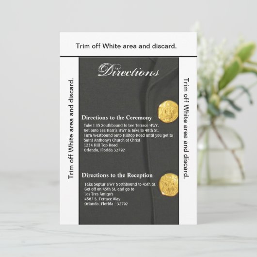 Invitation 3.5x6 Directions Card ARMÉE ROBE VERTS UNIFORME (Debout devant)