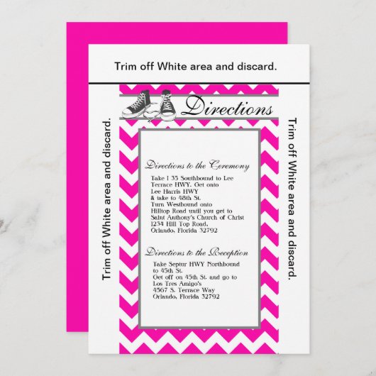 Invitation 3.5x6 Directions Card Baskets adolescents Chevron (Devant / Derrière)