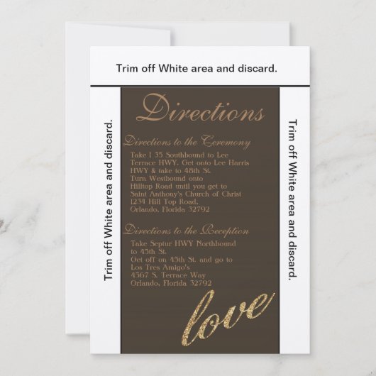 Invitation 3.5x6 Directions Card Gold Foil Parties scintillan (Devant)