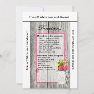 Invitation 3.5x6 Directions Card Mason Jar avec Fleurs sauvag