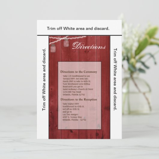 Invitation 3.5x6 Directions Card Mason Jar String Lights Wood (Debout devant)