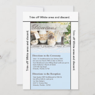 Invitation 3.5x6 Directions Card Plage Mer Mason Jars Océan