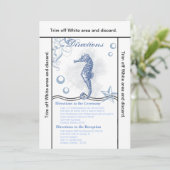 Invitation 3.5x6 Directions Card Seahorse Sea Ocean Beach (Debout devant)