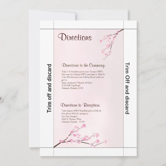 Invitation 3,5x7 Directions Fleur de cerisier rose (Devant)