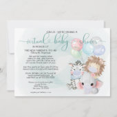 Invitation 3 animaux mignons turquoises dans les masques Baby (Devant)