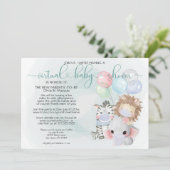 Invitation 3 animaux mignons turquoises dans les masques Baby (Debout devant)