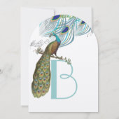 Invitation 3 Aqua Peacock Plumes Vintages et oiseaux (Dos)