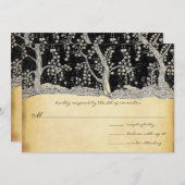 Invitation 3 Arbres d'or sur l'or et l'élégance en métal noir (Devant / Derrière)