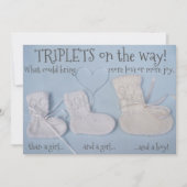 Invitation 3 bottes mignonnes avec baby shower triplets cardi (Devant)