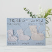 Invitation 3 bottes mignonnes avec baby shower triplets cardi (Debout devant)