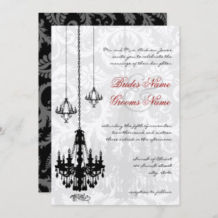 Invitation 3 Chandeliers noirs Ombre Mariage damassé I