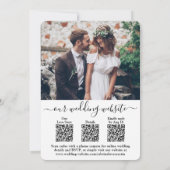 Invitation 3 Codes QR Site Web RSVP Tout-En-Un Photo Mariage (Dos)