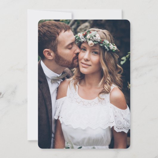 Invitation 3 codes QR Tout en un moderne 2 photo Mariage blan (Dos)