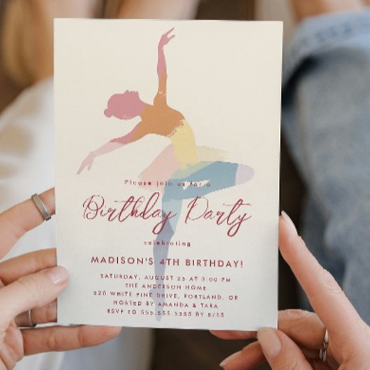 Invitation 3 couleurs Silhouette Ballerina Anniversaire