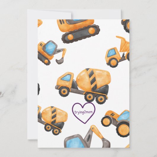 Invitation 3 & Diggin It, Construction Vehicle 3rd Birthday (Dos)