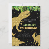 Invitation 3 Dino Green Parties scintillant Dinosaur Invitati (Devant)