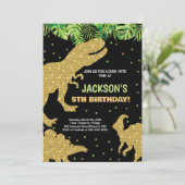 Invitation 3 Dino Green Parties scintillant Dinosaur Invitati (Debout devant)