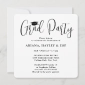 Invitation 3 Diplômés Photos Triple Graduation Parti mixte (Dos)