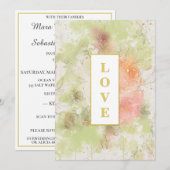 Invitation *~ 3 Floral Romantic LOVE AR26 QR RSVP Mariage I (Devant / Derrière)