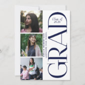 Invitation 3 Grad Photo Collage for Grad Party Celebration (Devant)