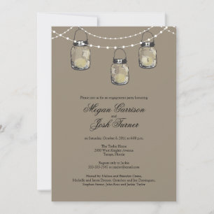 Invitation 3 Hanging Mason Jars - Partie d'engagement