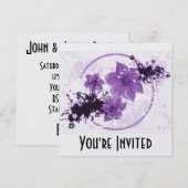 Invitation 3 Jolies fleurs - violettes (Devant / Derrière)