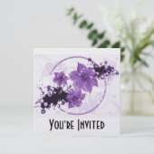 Invitation 3 Jolies fleurs - violettes (Debout devant)