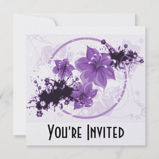 Invitation 3 Jolies fleurs - violettes (Devant)