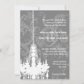 Invitation 3 lustres en argent et gris Mariage damassé Invita (Devant)