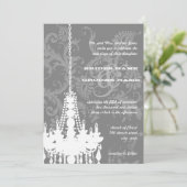 Invitation 3 lustres en argent et gris Mariage damassé Invita (Debout devant)