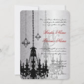 Invitation 3 lustres en argent et noir Mariage damassé Invita (Devant)