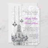 Invitation 3 lustres en argent et noir Mariage damassé Invita (Devant)
