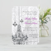 Invitation 3 lustres en argent et noir Mariage damassé Invita (Debout devant)