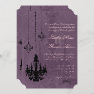 Invitation 3 lustres noirs Eggplant Mariage damassé