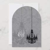 Invitation 3 lustres noirs Ombre Argent Métal Damas (Dos)
