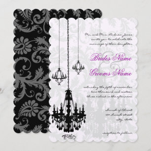 Invitation 3 lustres noirs Shadow Mariage damassé