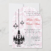 Invitation 3 lustres noirs Shadow Pink Mariage damassé (Devant)