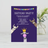 Invitation 3 Mignonnes Llama Visages Illustration Anniversair (Debout devant)