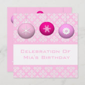 Invitation 3 Ornements Pink Flower (Devant / Derrière)