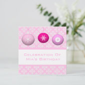 Invitation 3 Ornements Pink Flower (Debout devant)