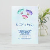 Invitation 3 Papillons couleur pastel Aquarelle Anniversaire (Debout devant)