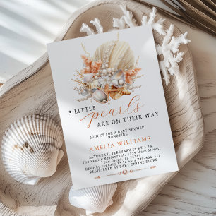 Invitation 3 Petites Perles sont en Route Baby Shower