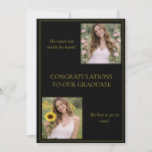 Invitation 3 Photo Black and Gold Graduation Party | (Dos)