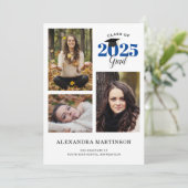 Invitation 3 Photo Collage Blue Graduation (Debout devant)