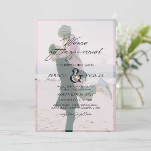 Invitation 3 Photo Florale Esperluette Nous nous marions (Debout devant)