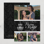 Invitation 3 Photo Joyeux/Vacances de lustre lumineux (Devant / Derrière)