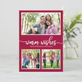 Invitation 3 Photos Chaleureux Voeux Simple Noël Moderne (Debout devant)